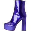 imageFSJ Women Gorgeous Platform Ankle Boots Closed Round Toe Chunky High Heel Pull On Shoes Size 415 USBlue Glossy