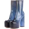 imageFSJ Women Gorgeous Platform Ankle Boots Closed Round Toe Chunky High Heel Pull On Shoes Size 415 USBlue Scales