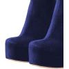 imageFSJ Women Gorgeous Platform Ankle Boots Closed Round Toe Chunky High Heel Pull On Shoes Size 415 USDark Blue Velvet
