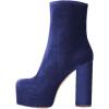 imageFSJ Women Gorgeous Platform Ankle Boots Closed Round Toe Chunky High Heel Pull On Shoes Size 415 USDark Blue Velvet