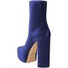 imageFSJ Women Gorgeous Platform Ankle Boots Closed Round Toe Chunky High Heel Pull On Shoes Size 415 USDark Blue Velvet