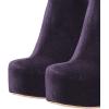 imageFSJ Women Gorgeous Platform Ankle Boots Closed Round Toe Chunky High Heel Pull On Shoes Size 415 USDark Purple Velvet