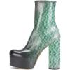 imageFSJ Women Gorgeous Platform Ankle Boots Closed Round Toe Chunky High Heel Pull On Shoes Size 415 USGreen Scales