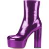 imageFSJ Women Gorgeous Platform Ankle Boots Closed Round Toe Chunky High Heel Pull On Shoes Size 415 USPurple
