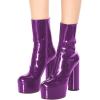 imageFSJ Women Gorgeous Platform Ankle Boots Closed Round Toe Chunky High Heel Pull On Shoes Size 415 USPurple