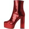 imageFSJ Women Gorgeous Platform Ankle Boots Closed Round Toe Chunky High Heel Pull On Shoes Size 415 USRed Glossy