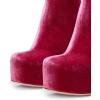 imageFSJ Women Gorgeous Platform Ankle Boots Closed Round Toe Chunky High Heel Pull On Shoes Size 415 USRed Velvet