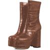 imageFSJ Women Gorgeous Platform Ankle Boots Closed Round Toe Chunky High Heel Pull On Shoes Size 415 USSienna Crocodile