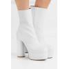 imageFSJ Women Gorgeous Platform Ankle Boots Closed Round Toe Chunky High Heel Pull On Shoes Size 415 USWhite