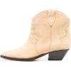 imageFSJ Women Low Stacked Heel Western Cowboy Ankle Boots Faux Suede Pointed Toe Slip On Retro Cowgirl Booties Wide Calf Formal Outfit Shoes Size 416 USApricot