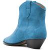 imageFSJ Women Low Stacked Heel Western Cowboy Ankle Boots Faux Suede Pointed Toe Slip On Retro Cowgirl Booties Wide Calf Formal Outfit Shoes Size 416 USBlue
