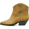imageFSJ Women Low Stacked Heel Western Cowboy Ankle Boots Faux Suede Pointed Toe Slip On Retro Cowgirl Booties Wide Calf Formal Outfit Shoes Size 416 USGoldenrod
