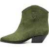 imageFSJ Women Low Stacked Heel Western Cowboy Ankle Boots Faux Suede Pointed Toe Slip On Retro Cowgirl Booties Wide Calf Formal Outfit Shoes Size 416 USGreen