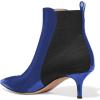 imageFSJ Women Pointed Toe Mid Kitten Heels Ankle Boots Glossy Patent Leather Winter Booties Size 415 USBlue