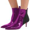 imageFSJ Women Pointed Toe Mid Kitten Heels Ankle Boots Glossy Patent Leather Winter Booties Size 415 USPurple