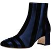 imageFSJ Women Chic Point Toe Mid Block Chunky Heel Patchwork Ankle Boots Trendy Side Zipper Winter Booties Office Party Dress Shoes Size 415 USNavy
