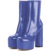 imageFSJ Women Gorgeous Platform Ankle Boots Closed Round Toe Chunky High Heel Pull On Shoes Size 415 USBlue