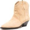 imageFSJ Women Low Stacked Heel Western Cowboy Ankle Boots Faux Suede Pointed Toe Slip On Retro Cowgirl Booties Wide Calf Formal Outfit Shoes Size 416 USApricot
