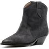 imageFSJ Women Low Stacked Heel Western Cowboy Ankle Boots Faux Suede Pointed Toe Slip On Retro Cowgirl Booties Wide Calf Formal Outfit Shoes Size 416 USBlack