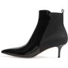 imageFSJ Women Pointed Toe Mid Kitten Heels Ankle Boots Glossy Patent Leather Winter Booties Size 415 USBlack