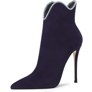 imageFSJ Women Chic Pointed Toe Stiletto High Heel Ankle Boots Elastic Pull On Party Dress Morden Ladies Shoes Size 415 USNavy