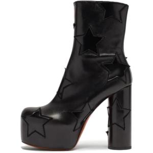 imageFSJ Women Gorgeous Platform Ankle Boots Closed Round Toe Chunky High Heel Pull On Shoes Size 415 USBlack Stars