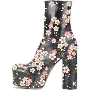 imageFSJ Women Gorgeous Platform Ankle Boots Closed Round Toe Chunky High Heel Pull On Shoes Size 415 USFlowers