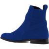 imageFSJ Women Chic Suede Round Toe Block Low Heel Ankle Boots Elastic Buckle Pull On Classic Casual Ladies Shoes Size 415 USBlue