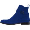 imageFSJ Women Chic Suede Round Toe Block Low Heel Ankle Boots Elastic Buckle Pull On Classic Casual Ladies Shoes Size 415 USBlue