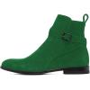 imageFSJ Women Chic Suede Round Toe Block Low Heel Ankle Boots Elastic Buckle Pull On Classic Casual Ladies Shoes Size 415 USForest Green