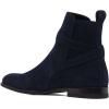 imageFSJ Women Chic Suede Round Toe Block Low Heel Ankle Boots Elastic Buckle Pull On Classic Casual Ladies Shoes Size 415 USNavy
