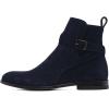imageFSJ Women Chic Suede Round Toe Block Low Heel Ankle Boots Elastic Buckle Pull On Classic Casual Ladies Shoes Size 415 USNavy