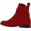 imageFSJ Women Chic Suede Round Toe Block Low Heel Ankle Boots Elastic Buckle Pull On Classic Casual Ladies Shoes Size 415 USRed
