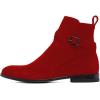imageFSJ Women Chic Suede Round Toe Block Low Heel Ankle Boots Elastic Buckle Pull On Classic Casual Ladies Shoes Size 415 USRed