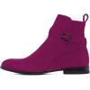 imageFSJ Women Chic Suede Round Toe Block Low Heel Ankle Boots Elastic Buckle Pull On Classic Casual Ladies Shoes Size 415 USViolet Red