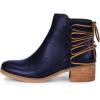 imageFSJ Women Classic Round Toe Lace Up Ankle Bootie Block Chunky Heel Side Zipper Cowboy Fashion Chelsea Boots Party Dress Short Booties Size 415 USDark Blue