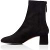 imageFSJ Women Classic Round Toe Low Chunky Block Heel Ankle Boots Trendy Back Zipper Winter Booties Suede Party Dress Shoes Size 415 USBlack