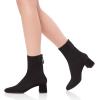 imageFSJ Women Classic Round Toe Low Chunky Block Heel Ankle Boots Trendy Back Zipper Winter Booties Suede Party Dress Shoes Size 415 USBlack