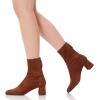 imageFSJ Women Classic Round Toe Low Chunky Block Heel Ankle Boots Trendy Back Zipper Winter Booties Suede Party Dress Shoes Size 415 USBrown