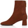 imageFSJ Women Classic Round Toe Low Chunky Block Heel Ankle Boots Trendy Back Zipper Winter Booties Suede Party Dress Shoes Size 415 USBrown
