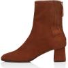 imageFSJ Women Classic Round Toe Low Chunky Block Heel Ankle Boots Trendy Back Zipper Winter Booties Suede Party Dress Shoes Size 415 USBrown
