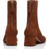 imageFSJ Women Classic Round Toe Low Chunky Block Heel Ankle Boots Trendy Back Zipper Winter Booties Suede Party Dress Shoes Size 415 USBrown