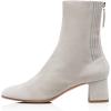 imageFSJ Women Classic Round Toe Low Chunky Block Heel Ankle Boots Trendy Back Zipper Winter Booties Suede Party Dress Shoes Size 415 USWhite