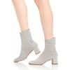 imageFSJ Women Classic Round Toe Low Chunky Block Heel Ankle Boots Trendy Back Zipper Winter Booties Suede Party Dress Shoes Size 415 USWhite