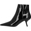 imageFSJ Women Closed Toe Ankle Boots Slanted Kitten Mid Heel Side Zipper Short Booties Glossy Leather Walking Dress Shoes Size 416 USBlack
