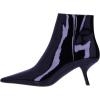 imageFSJ Women Closed Toe Ankle Boots Slanted Kitten Mid Heel Side Zipper Short Booties Glossy Leather Walking Dress Shoes Size 416 USBlue