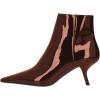 imageFSJ Women Closed Toe Ankle Boots Slanted Kitten Mid Heel Side Zipper Short Booties Glossy Leather Walking Dress Shoes Size 416 USBrown