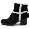 imageFSJ Women Fuzzy Round Toe Mid Chunky Block Heel Ankle Booties Chic Tassels Side Zipper Short Boots Winter Casual Formal Dress Shoes Size 415 USBlack