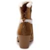 imageFSJ Women Fuzzy Round Toe Mid Chunky Block Heel Ankle Booties Chic Tassels Side Zipper Short Boots Winter Casual Formal Dress Shoes Size 415 USCamel