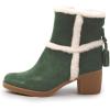 imageFSJ Women Fuzzy Round Toe Mid Chunky Block Heel Ankle Booties Chic Tassels Side Zipper Short Boots Winter Casual Formal Dress Shoes Size 415 USGreen
